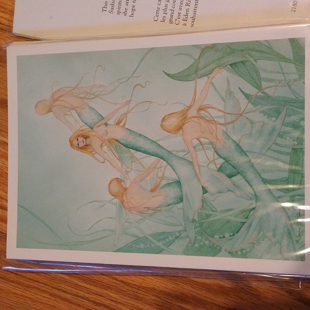 6 Blank greeting cards, mermaids, Aquamarine by Sasha St John